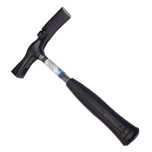Berliner Maurerhammer 600 g – DIN 5108 – geschmiedeter Stahlkopf mit Nagelzieher – Stahlrohrstiel & rutschfester Griff – Profi Gipshammer für Bau, Maurer & Trockenbau