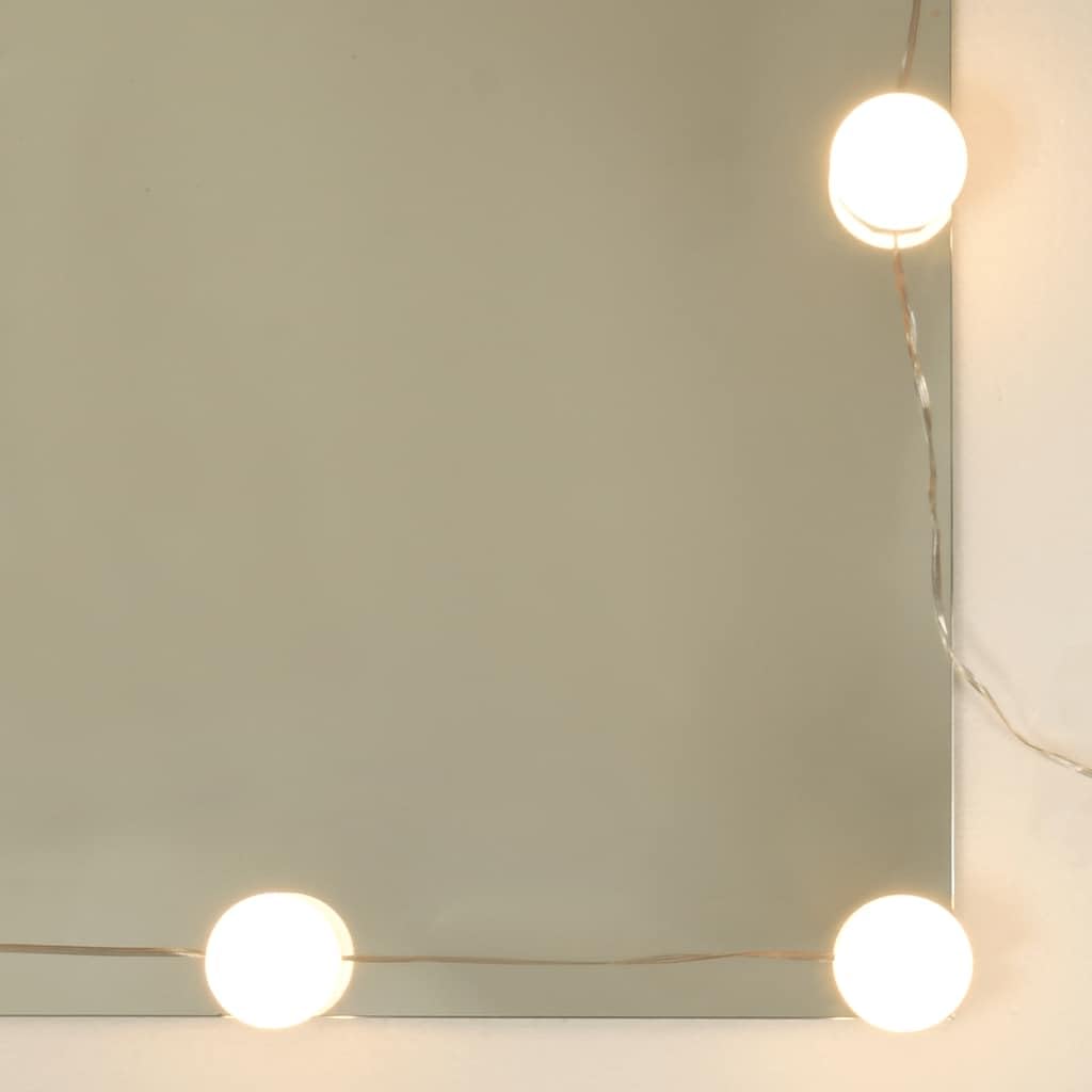 Tocador con iluminación LED gris Sonoma 74,5 x 40 x 141 cm con espejo cajón y estante, espacio de almacenamiento para dormitorio, habitación juvenil o niña