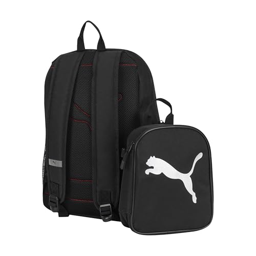 Image of PUMA Unisex Kid's Colony Lunch Kit & Backpack Combo, Black /Metallic Silver, Medium