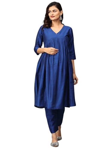 Image of The Mom Store Women's Raw Silk Maternity and Nursing Kurta Set | Front Zipper for Easy Feeding Pre and Post Pregnancy