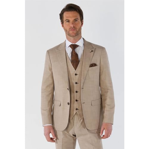 Men's Suit 3 Piece Beige Tailored Fit Summer Wedding3