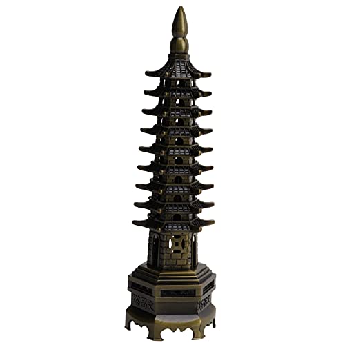 Akozon Exquisite Green Bronze Alloy 18cm Wenchang Tower Model - A Luxurious, Distinctive Ornament for Home Office Dcor