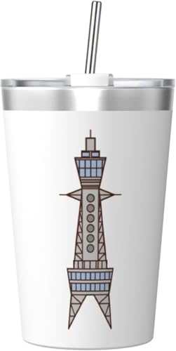 魔法瓶 通天閣 新世界地区 タワー 大阪 日本 タンブラー 350ml ステンレス製 水筒蓋とストロー付き 真空断熱漏れない 持ち運び 直飲み 子供 通勤 通学 かわいい おしゃれ プレゼント