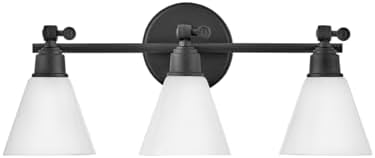 Hinkley Arti Medium Adustable Single Light Vanity, Adjustable Height, Cased Opal Shade, Black