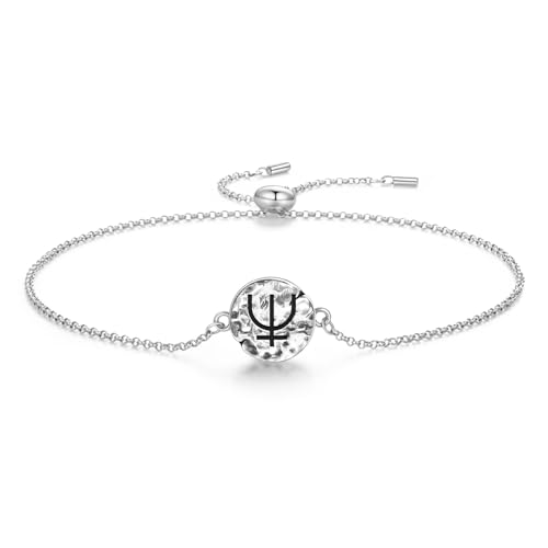 AIEGNOS Greek Mythology Poseidon – Neptune Symbolic Engraved 925 Sterling Silver Adjustable Slider Bracelet