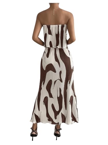 GORGLITTER Women's Summer Maxi Skirt Set 2 Piece Vacation Set Strapless Crop Tube Top and Skirt Sets Going Out Outfit2