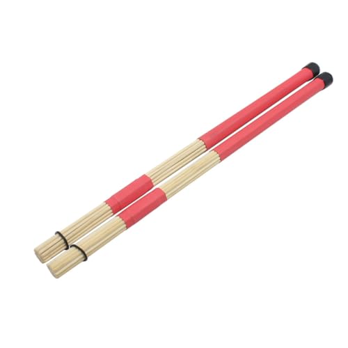 2 piezas de baquetas de bambú para batería, ligeras y rápidas, ideales para jazz y bandas juveniles, color rojo