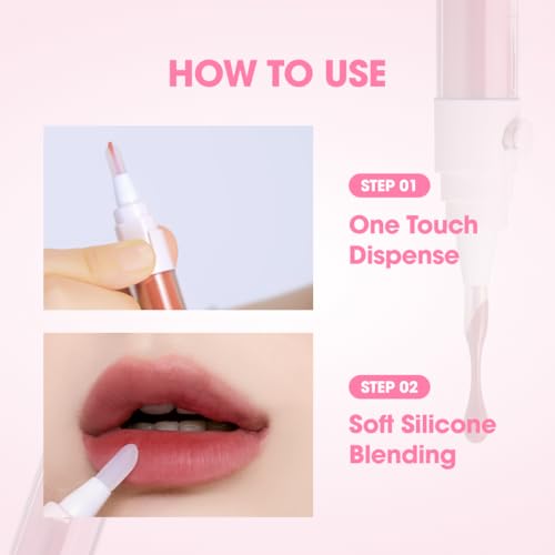 Image of Glassy Glow Lip Stain Tint - Long Lasting Lip Velvet | Clicker Pen Type | Pure Silicone Tip | Airless Fresh-Lock | Smudge-Proof | High-Shine Finish | 5ml | Made in Korea (04 Better)