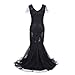 Produktbild 1920s Kleid Damen Flapper Kleid mit Kurzem Ärmel Gatsby Motto Party Damen Kostüm Kleid Piebo Frauen Retro 20er Jahre Stil V Ausschnitt Partykleider Lange Dress Spitzen Abend Rockabilly Kleider