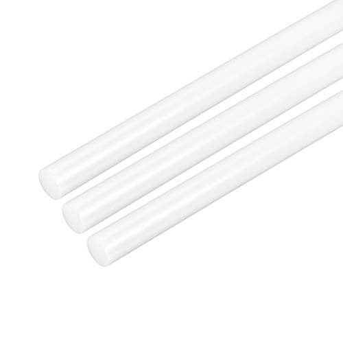 uxcell 3pcs Plastic Round Rods 1/4 Inch Dia 20 Inch Length White (POM) Polyoxymethylene Rods Engineering Plastic Round Bar(6mm)