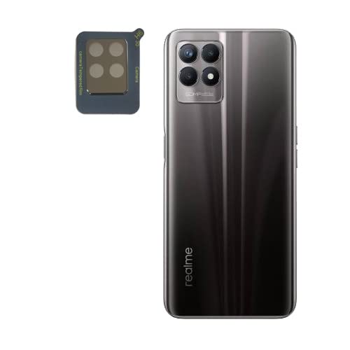 HOBBYTRONICS 9H Hardness Back Full Camera Lens Protector Tempered Glass [with Sensor Cuts] (Black) Compatible for Realme 8i