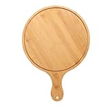 ピザ まな板 丸 ピザボード ピザ皿 カッティングボード 竹製 ピザトレイ 丸ピザボード ハンドル付き（12インチ）