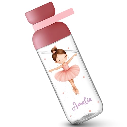 Kinder Trinkflasche Mepal Flasche - Tanzen - Ballerina Name - personalisiert Geschenk Mädchen - 500 ml - Rosa - kindergarten tanz geschenke ballett für personalisierte