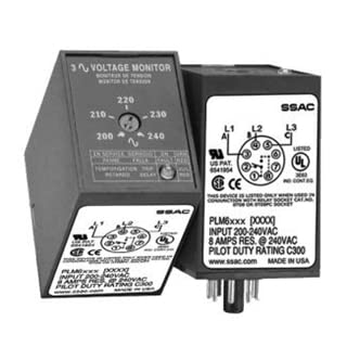 SSAC PLM9405 8 PIN, Phase Monitor, 50/100 HZ, W/Base, 3 Phase, Voltage Monitor, 400-480 VAC