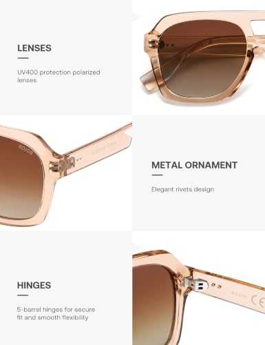 Image of SOJOS Retro Polarized Aviator Sunglasses Womens Mens SJ2385