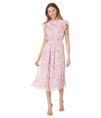 CeCe Womens Flutter Sleeve Smocked Waist Midi Dress Corsage X-Large