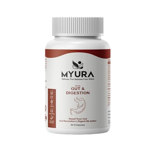 MYURA Gut & Digestion | Ayurvedic Formula for Acidity Relief, Bloating Support & Gut Cleanse | 60 Ve...