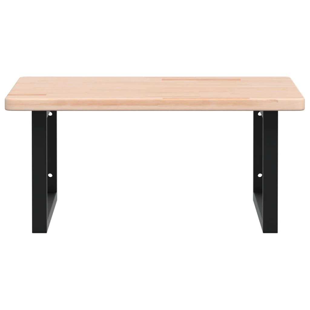Tapa de lavabo con soporte de acero y madera maciza de roble, 60 x 60 x 2,5 cm, juego de 2 unidades, montaje en pared para lavadero, espacio de almacenamiento y muebles de baño, soporta 100