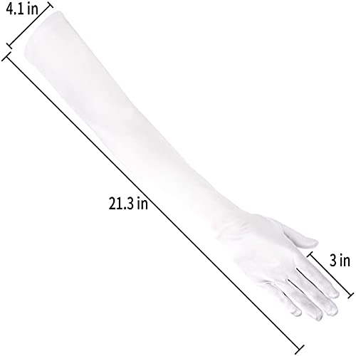 image for SAVITA Long Elbow Satin Gloves - 21 inch Stretchy 1920s Opera Evening 