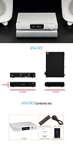 Image of Topping PRE90 Preamplifier Hi-Res Audio NFCA Modules RCA Balanced XLR Output for D90III A90D EXT90 Audio DAC with Remote Control (Silver)