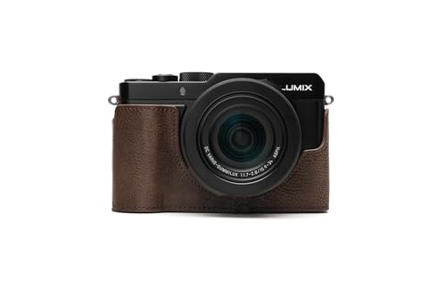Housse moitié caméra Panasonic LX100 II en cuir anti-rayure marron foncé