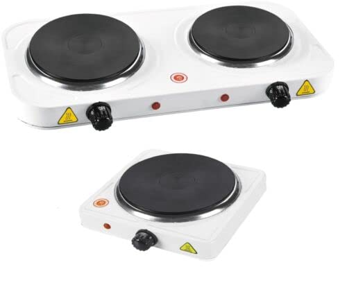Storex Electric Hot Plate Single Double Portable Kitchen Table Top Cooker Hob Hot Plates Stove 1500W 2500W White New (Double Hot Plate)