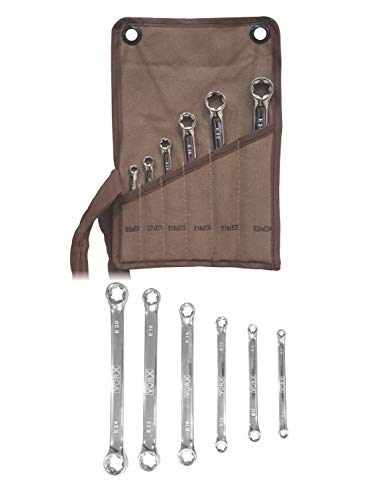 Vorx Clés Torx Lot de 6 clés à double extrémité E6 à E24 Forgé Chrome Vanadium Forgé Livré dans un portefeuille de rangement en toile lourde