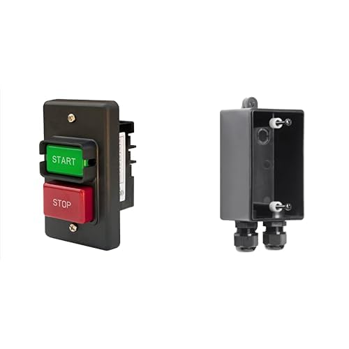 POWERTEC 71008 110/220V Single Phase On/Off Switch, 3HP, fits for Power Tools w/Deep Switch Box and Hardware Set