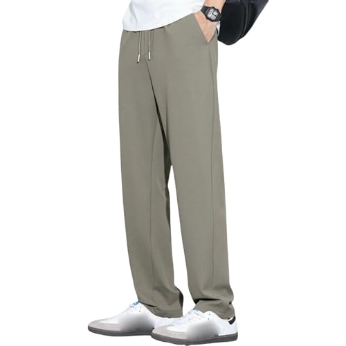 Men's Summer Ice Silk Thin Loose Straight Versatile Drape Comfortable Wide Leg Casual Pants