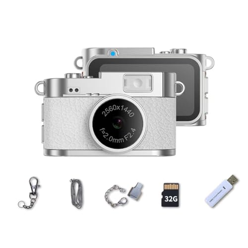 LKT Mini Keychain Camera, 2K Digital Tiny Camera with 32GB Card, Cool Gadgets Video Recorder Collectible Gift for Travel, Party and Vlog