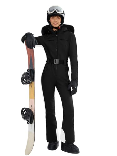 Yousify Womens Ski Suit One Piece Snowsuit Onesie Waterproof Windproof Ski Jacket Snowboard Sports Slim Jumpsuits Outerwear