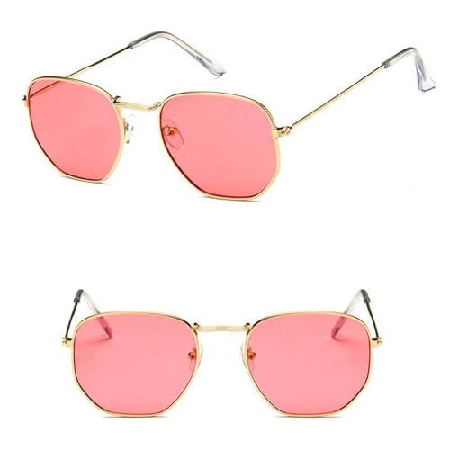 Lunettes de soleil rétro en métal avec monture polygonale classique et robuste