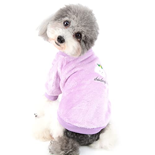 Ranphy Vêtements pour animaux de compagnie Pull pour petit chien pour garçon fille Automne Hiver Pull Chiot Chat Polaire Doux Chaud Manteau Mode Coupe-Vent Chiot Outdoor Pullover, Violet, L Cover