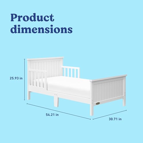 Image of Graco Bailey Toddler Bed (White) - GREENGUARD Gold Certified, Fits Standard Full-Size Crib & Toddler Mattress, Toddler Safety Guardrails Included, Complete Design with Solid Headboard, Footboard