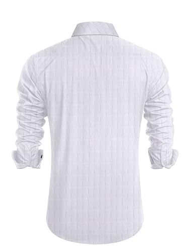 Image of Tailored Fit Men's Embossed Cotton Fabric with Long Sleeves Premium Casual Shirt for Men