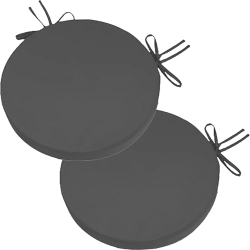 BLLMTEAR 2 Pièces Rond Coussin Chaise, Galette de Chaise Exterieur Impermeable Coussins de Siège Anti Taches Coussins pour Chaises de Jardin DéHoussable avec...