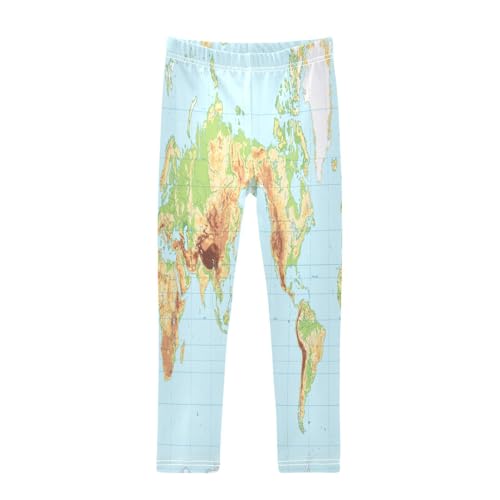 Leggings de niña físicos mapamundi completo pantalones largos elásticos pantalones casuales chica leggings entrenamiento para niños 4-10T, multicolor, 6 años 🔥
