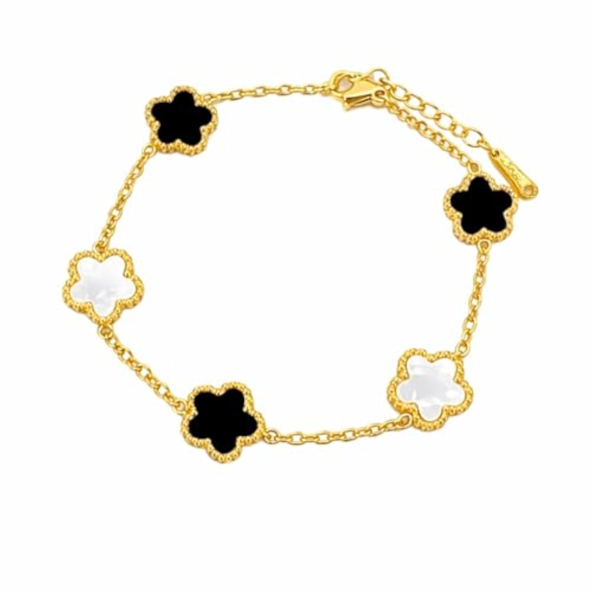 Gold Clover Bracelet Combo Set for Women, 2 Piece