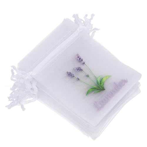 Cabilock 50Pcs Lavender Sachet Bags Empty Drawstring Pouches for Dried Flowers Spices Light Purple Mesh Storage Bags for Freshening and Organizing Spaces
