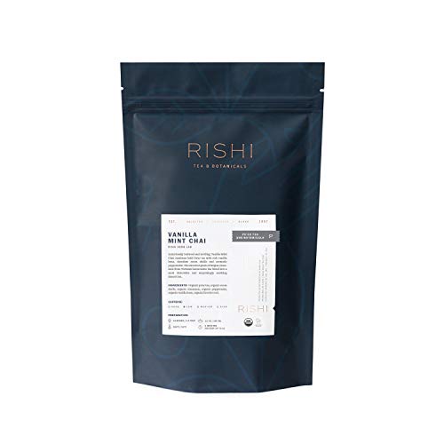 Rishi Tea Chai Pu'er Herbal Blend Immune Heart Support -Organic Digestion Relief Nutrient Dense Caffeinated Bag (Makes 50 Cups), Vanilla Mint, 16 Oz