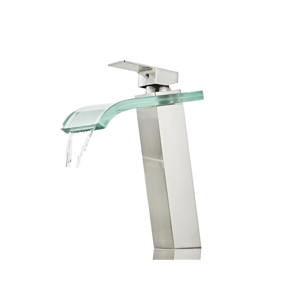 Basin Faucet European Hot and Cold Faucet Waterfall Glass Faucet Brass Basin Faucet LH-01(Nickel)