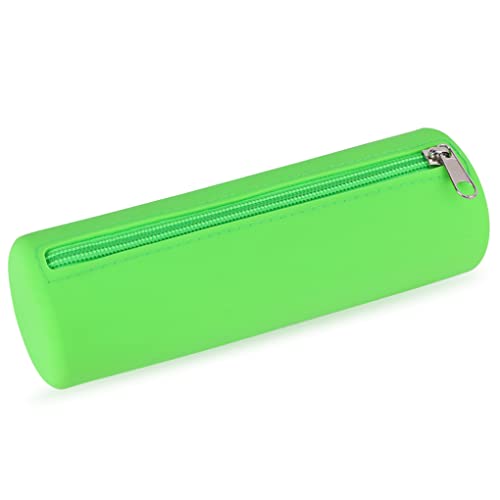 Image of Oyachic Slim Pencil Case,Cylinder Pencil Pouch,Silicone Makeup Bag,Green