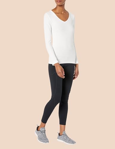 Image of Amazon Essentials Women's Slim-Fit Long Sleeve V-Neck Knit Rib Shirts, Pack of 2