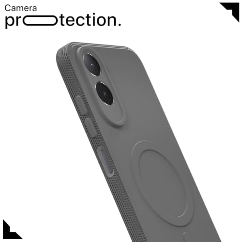 Image of Outlouders Back Cover for Redmi A7 Pro /Poco C85x 5G | Soft Matte Silicone | Slim Fit | Magnetic-Safe Logo Design (Magnetic-Safe Not Compatible) | Shockproof | Camera Protection Bumper Case (Grey)