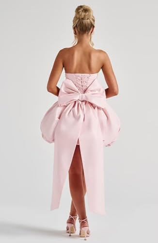 Strapless Bubble Homecoming Dresses with Bow 2025 Short Satin Prom Dress for Teens Mini Cocktail Dress4