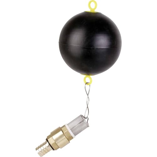 T.I.P. Galleggiante a sfera con valvola di fondo (rimozione galleggiante di cisterne, contenitori, fontane, impedisce l'aspirazione di particelle di sporco, per tubi di aspirazione con diametro