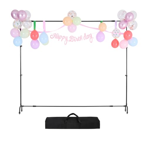 Happybuy Backdrop Stand with Wheels, 7 x 10 ft Adjustable Photo Backdrop Stand Kit, Moveable Background Stand, Heavy Duty Projector Screen Stand for Weddings, Photo Studios, Parties, and Events