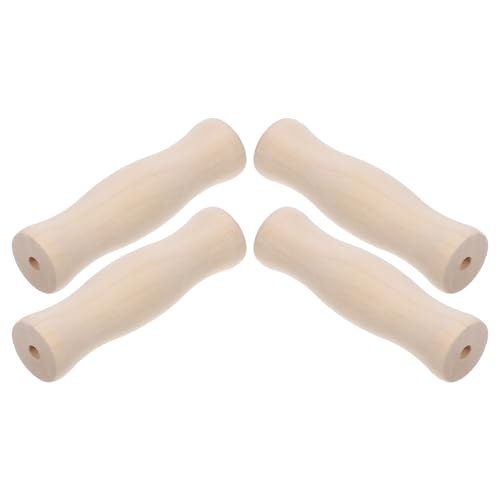 Veemoon 4 Piezas Mango de Madera para Barbacoa Reemplazo Ergonómico para Utensilios de Parrilla Agarre Cómodo y Seguro Accesorios Compatibles para Parrilla al Aire