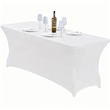TOAO Manteles, para Mesa Plegable de 6 pies, Mesa Rectangular de Spandex, Mantel Ajustable, Funda de Mesa Elástica...