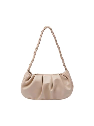 Verdusa Women's Pleated PU Leather Shoulder Bags Clutch Handbag with Braided Handles